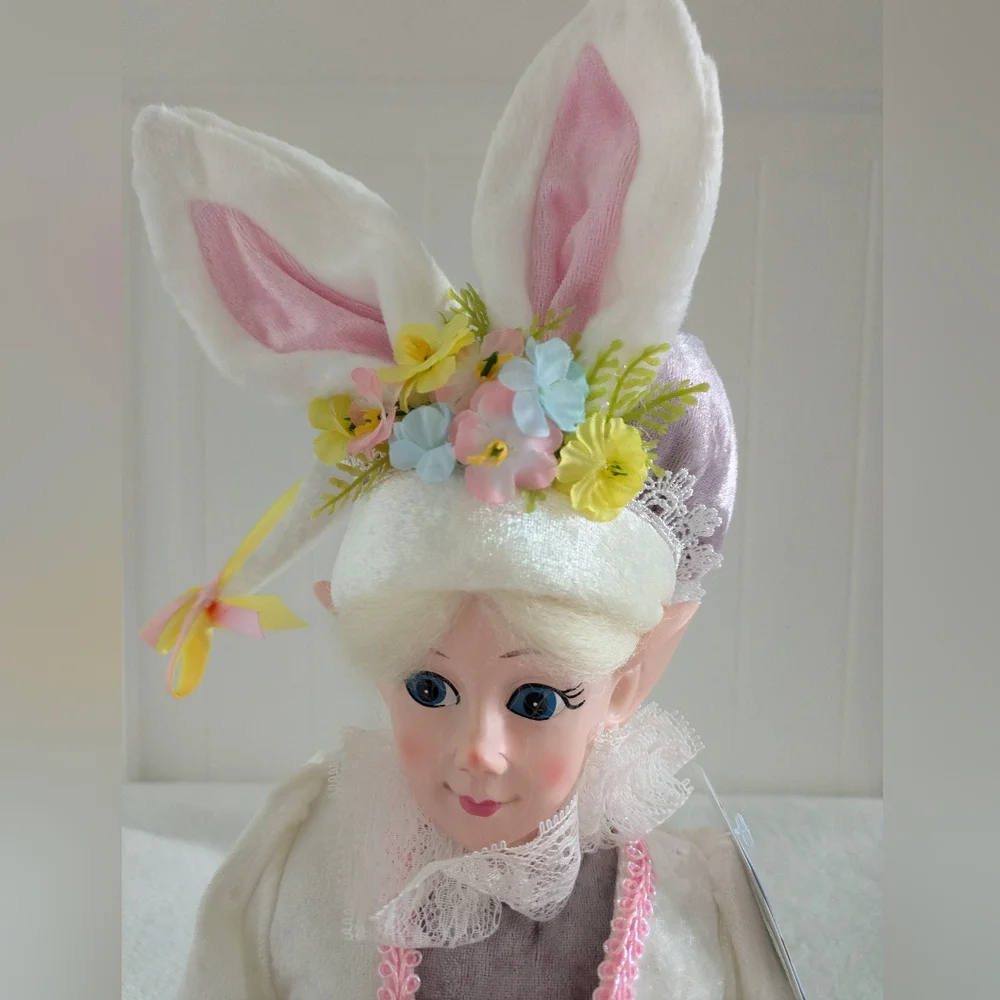 NWT Pastel Lavender Floral Poseable Easter Elf Doll - Picture 4 of 12